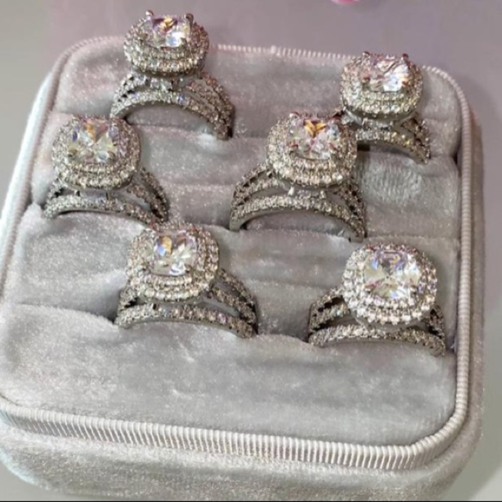 Huge engagement sterling silver ring